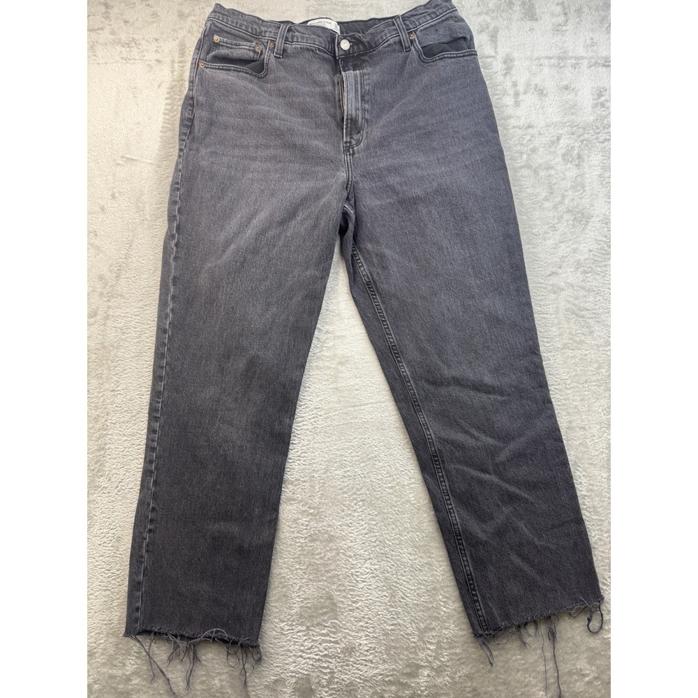 Abercrombie & Fitch 33 (16L) 90s Straight Ultra High Rise Black Jeans 28 Curve